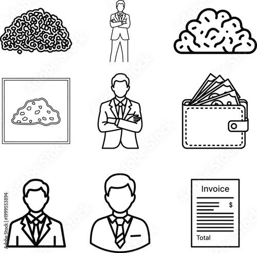 Business and finance line icons set for professional use