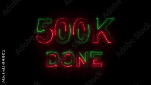 Neon red glowing 500 k d c n e sign in dark background for tech electronics finance concept