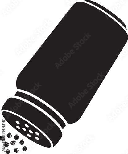 Salt Shaker Icon, Seasoning Sprinkle and Kitchen Condiment Vector
