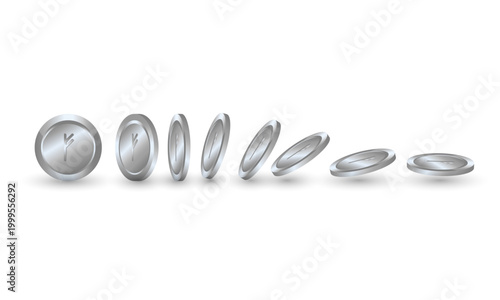 Silver coin rotation sequence for game interface and apps