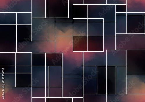 Abstract geometric pattern modern design squares rectangles lines digital art grid mosaic background