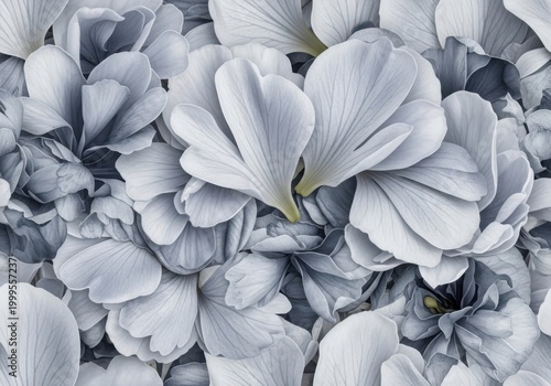 Beautiful hydrangea flower petals close up in a garden
