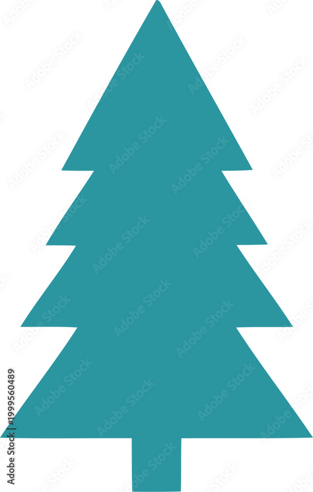 Obraz premium Minimalist teal pine tree icon for christmas and nature design projects