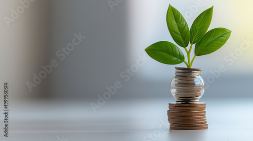 Money plant finance saving coin investment growth jar leaf seminar financial literacy