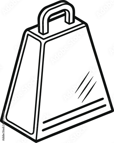 Simple black outline drawing of a classic musical cowbell percussion instrument