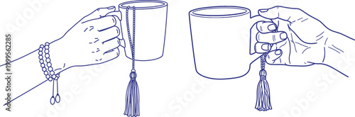Hand holding can icon illustration vintage sketch of hands with cylindrical container representing beverage or product iconography