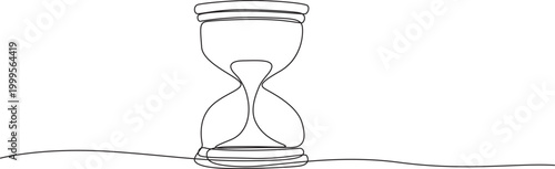 Continuous single line drawing of an hourglass. Concept of time, measurement and urgency,Symbol of time with editable black stroke on white background.Sand hourglass continuous one line drawing