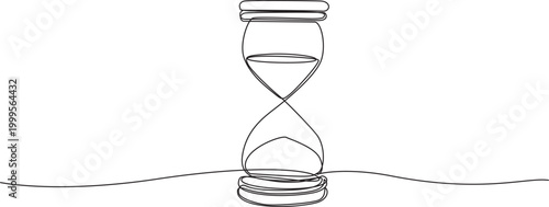 Continuous single line drawing of an hourglass. Concept of time, measurement and urgency,Symbol of time with editable black stroke on white background.Sand hourglass continuous one line drawing