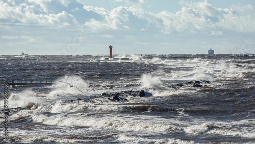 waves on the breakwater