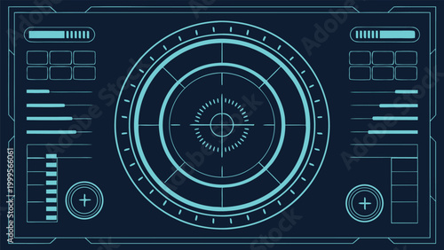 Cyber warfare control panel, futuristic missile guidance dashboard concept