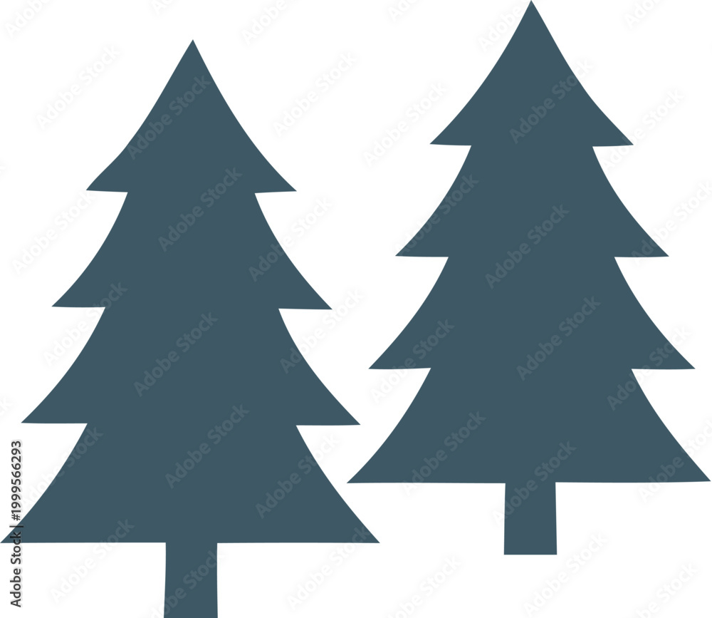 Obraz premium Two simple pine trees icon design for nature and forest concept