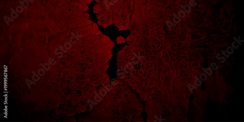 Dark red abstract grunge wall texture featuring worn scratched surface peeling layers and deep cracks creating a dramatic vintage backdrop perfect for horror inspired creative designs
