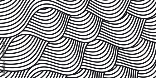 Curvy black lines. Ramen or noodle pattern. Pasta, tagliatelle or capellini background. Wavy spaghetti texture. Banner with traditional Italian, Chinese of Japanese food print. Vector illustration