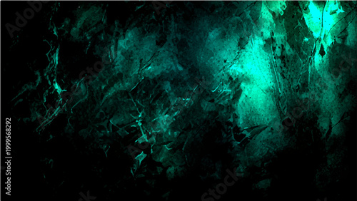 Abstract Vector teal and black watercolor wash on textured paper with splash, grunge and rough texture for arts, design and digital backdrop.
