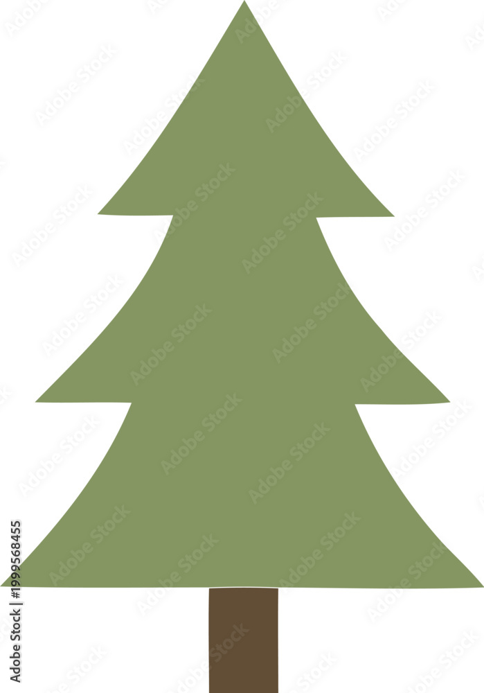 Obraz premium Simple green pine tree icon illustration for nature and forest design projects