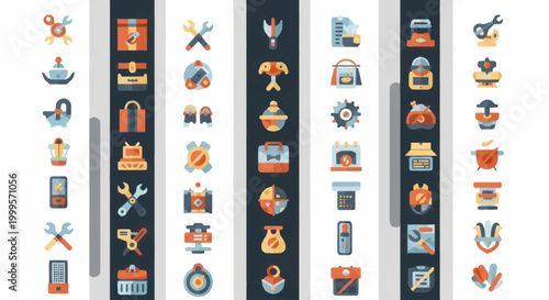 Collection of Industrial Tools and Equipment Icons.