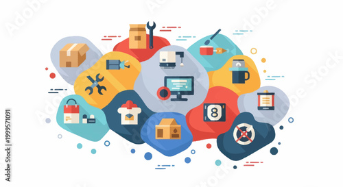 Collection of Icons Representing Technology and Services.