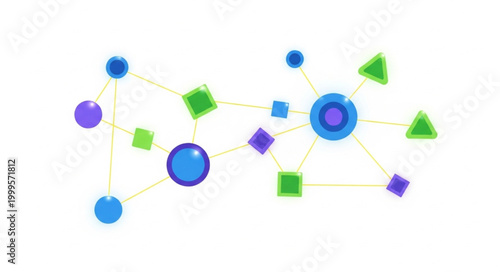 Abstract Network Connections, Geometric Shapes, Digital Data Flow, Technology Concept