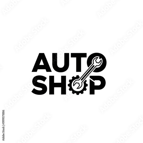 Auto Shop Logo with Wrench and Gear