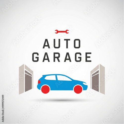 Auto Garage Logo with Car and Wrench Icon