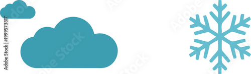 Blue cloud and snowflake weather icons representing cold winter forecast or climate conditions for mobile application design