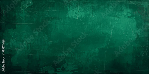 A dark aged green grunge background features a textured vintage paper pattern with dirty rough paint effects and antique black metal rust details on an old grungy wall surface backdrop.