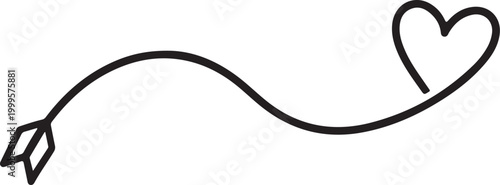 Black arrow piercing a heart shape love romance