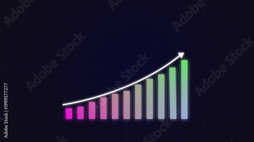Business growth concept in graph chart showing marketing sales profit increasing to future target .4k video