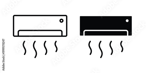 Air conditioner icon outlined. Flat fill icons
