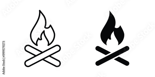 Bonfire icon outlined. Flat fill icons