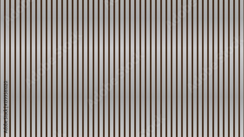 Corrugated steel panel with metal silver texture and zinc iron sheet. Roof container and white wall plate with tiled aluminum pattern. Vertical siding design with ribbed surface and frosted glass.