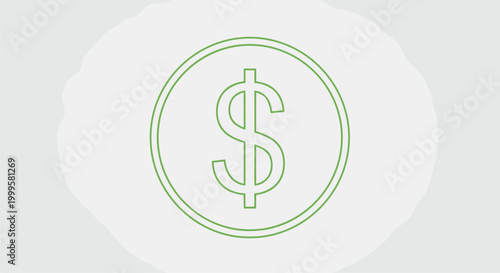 Simple outline of a dollar coin, representing essential currency, financial transactions, and monetary value.