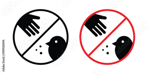 Do not feed birds sign outlined. Flat fill icons