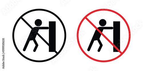 Do not push sign outlined. Flat fill icons