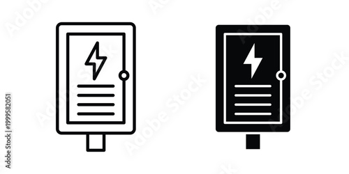 Electricity box icon outlined. Flat fill icons