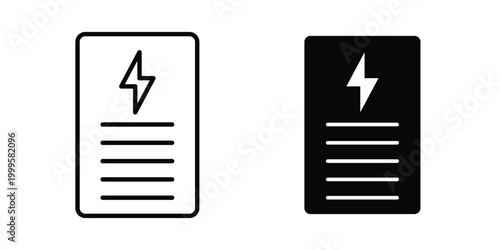 Energy utility bill icon outlined. Flat fill icons