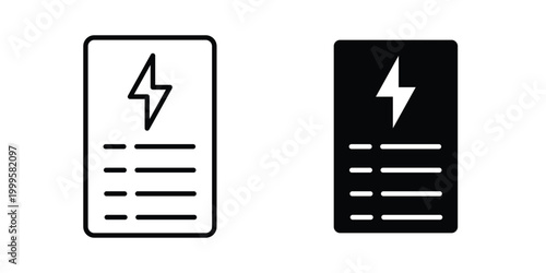 Energy bill icon outlined. Flat fill icons