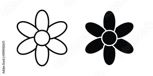 Flower icon outlined. Flat fill icons