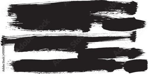 Set of dark ink brush strokes on white background with brush stroke hand drawn distressed scratchy creative abstract background backdrop template isolated splatter energetic painterly