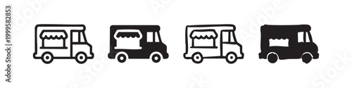 Food Truck Icon Set - Street Food and Catering Vehicle Symbols