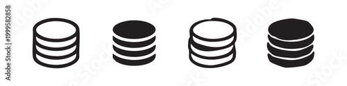 Coin Stack Icon Set - Money Profit and Business Symbols