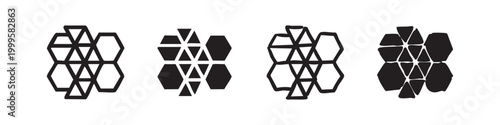 Honeycomb Hexagon Icon Set - Geometric Pattern and Structure Symbols