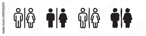 Restroom Toilet Icon Set - Male and Female Gender Sign Symbols