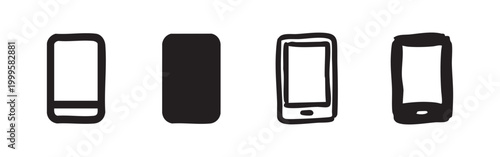 Smartphone and Mobile Phone Icon Set in Hand-Drawn and Vector Styles