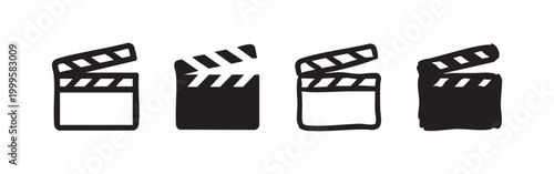 Movie Clapperboard Icons for Film Production and Cinema Industry Concept