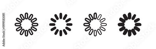 Loading spinner icon set in various styles, representing progress, waiting, and data buffering.