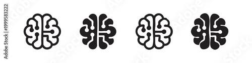 Artificial Intelligence Brain Circuit Technology Icon Set