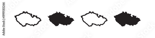 Czech Republic Country Map Silhouette Icon Set