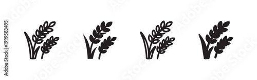 Set of hand drawn wheat spikelet icons for organic food and farming