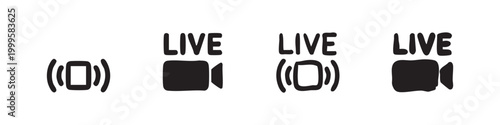 Live Streaming Video Camera Icon Set for Social Media and Broadcast